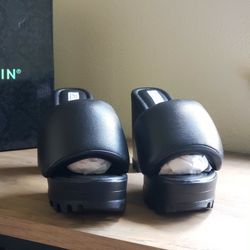 Chunky Heel Platform Slide Sandal Size 9