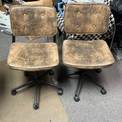 2 Office Brown Chairs 