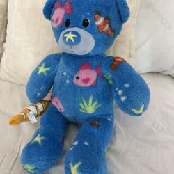 Blue Teddy Bear With Fish  5$