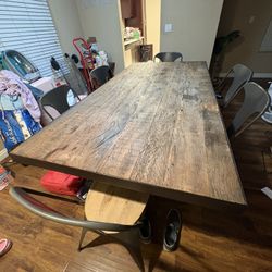 Wood Dinner Table And 6 Chairs