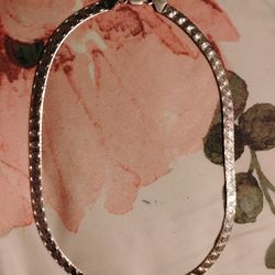 Beautiful Vintage Italian Sterling Silver Herringbone Necklace