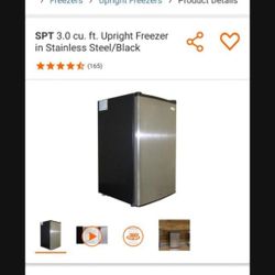 SPT 3.0 cu. ft. Upright Freezer in Stainless Steel/Black