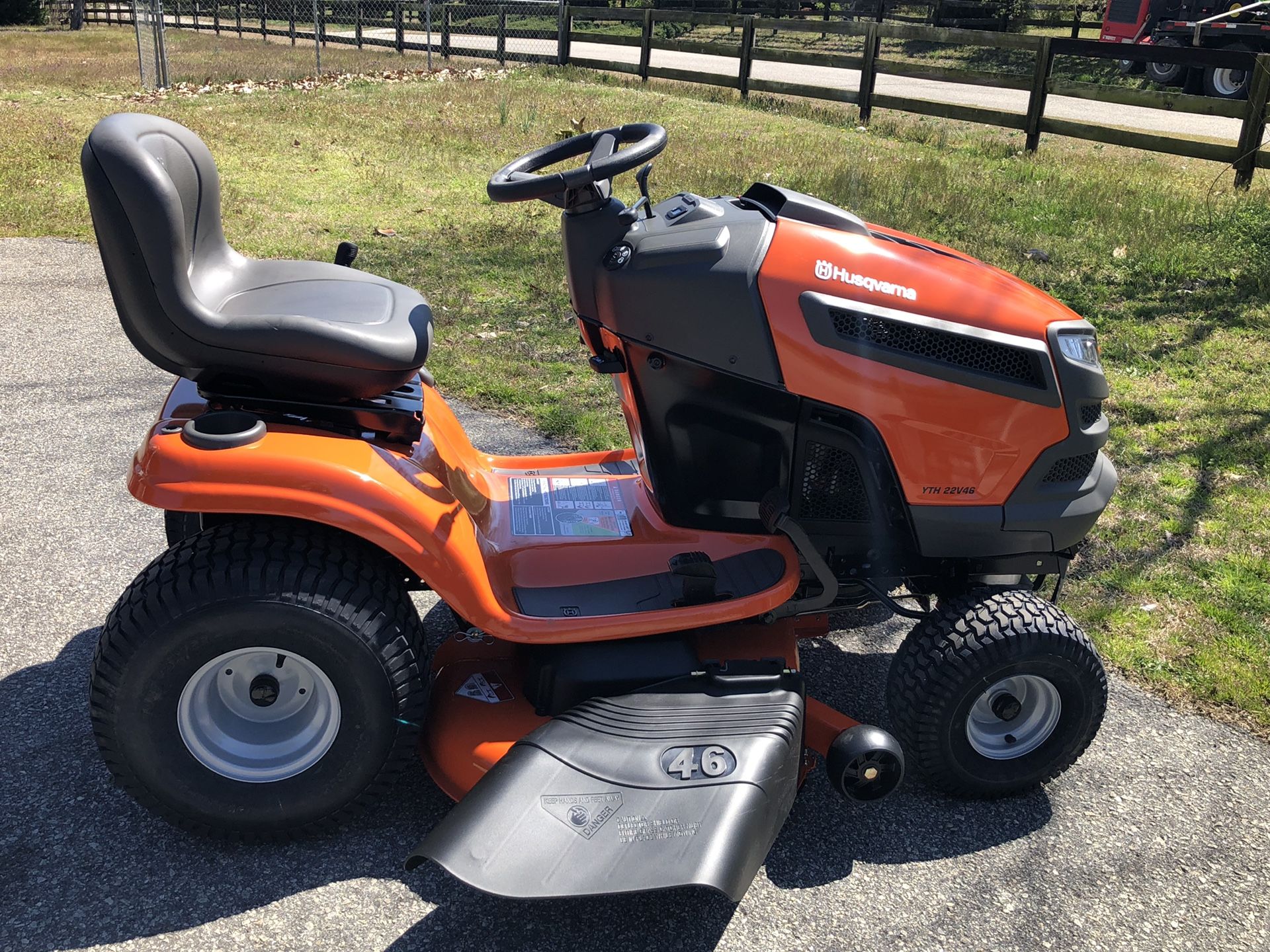 Husqvarna 22-HP 46-in Riding Lawn Mower w/ bagger & warranty