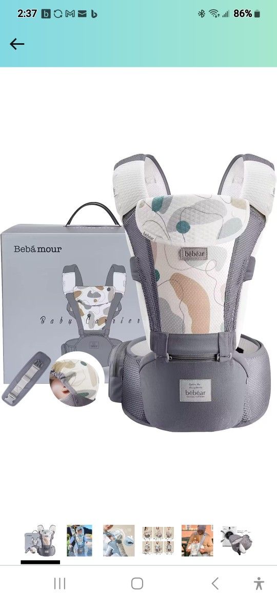 Bebamour Baby Carrier Front and Back Carry Baby to Toddler Baby Hip Carrier


