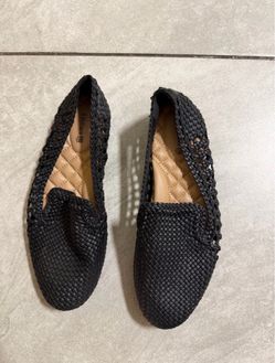 Birdies Black Woven Slip-on Loafers