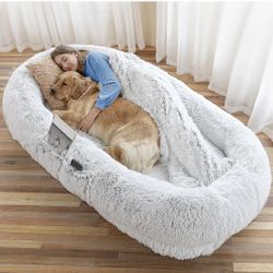 71"x45"x12" Dog Beds for Humans Size Fits You and Pets, Washable Faux Fur Human Dog Bed for People Doze Off, Napping Orthopedic Dog Bed, Present Plump