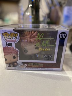 Funko POP! Yuji Itadori w/ Tsukamoto Doll #1117 - Jujutsu Kaisen - FYE Exclusive Signed And Authenticated