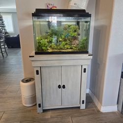 Complete Aquarium Setup w/ Cabinet Stand – Ready to Go
