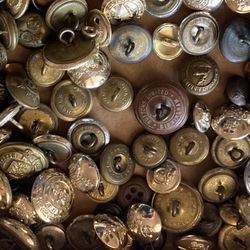 Huge vintage collection lot of old antique British English military memorabilia uniform buttons England UK