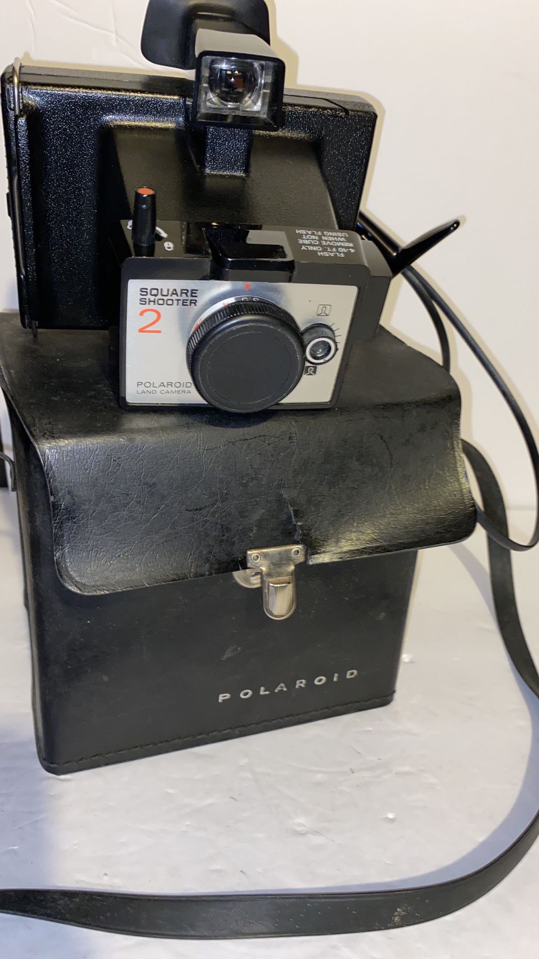 Vintage Polaroid square shooter camera with case