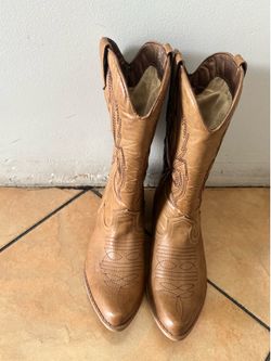 Gaucho Women’s Western Cowboy Boots Tan/Brown Embroidered US Size 7