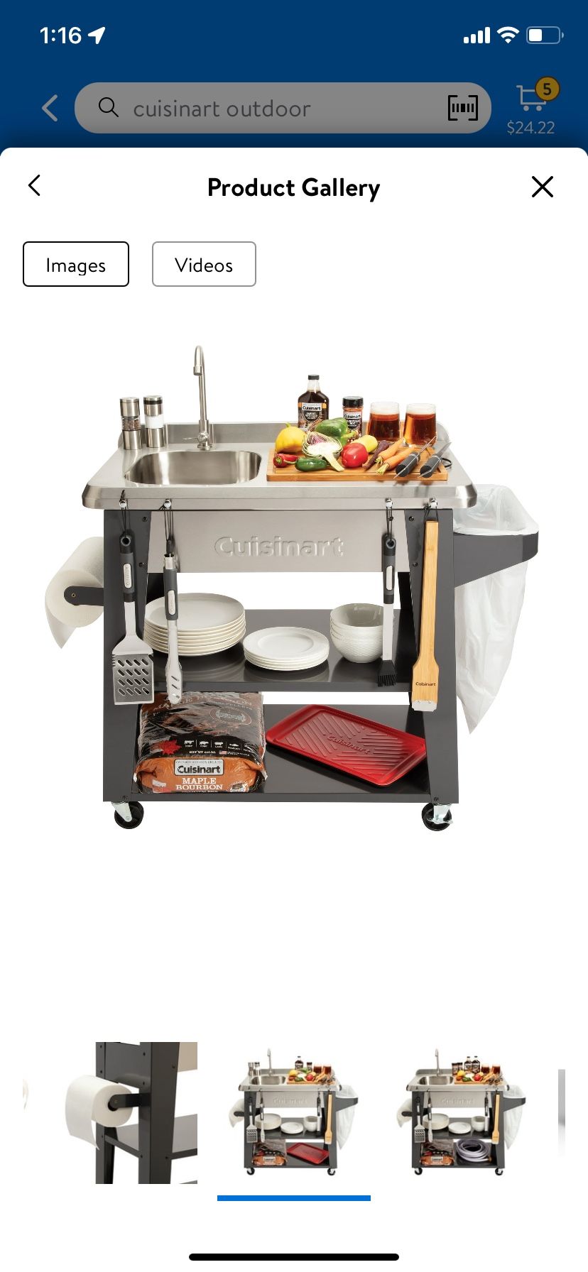 Cuisinart Deluxe Outdoor Stainless Sink Prep Table Cart