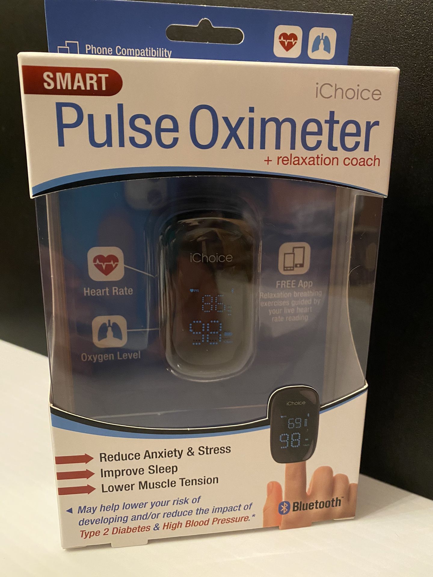 NEW iChoice Smart Pulse Oximeter + relaxation coach. 69.99$ Retail