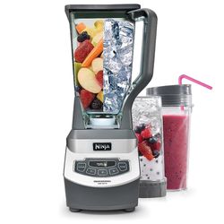  Ninja BL660 Professional Compact Smoothie & Food Processing Blender, 72-oz.* Pitcher, (2) 16-oz. To-Go Cups & Spout Lids, Gray