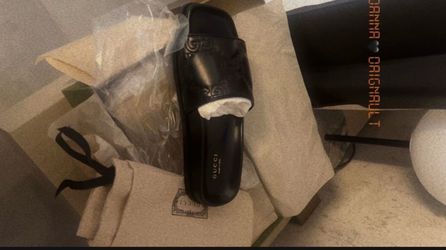 Gucci Black Leather Slide Sandal