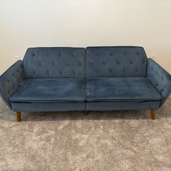 Memory Foam Blue Velvet Futon