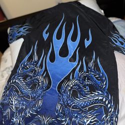 Dragon Flame Graphic Button-up