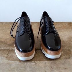 ALDO "Werelia" Black Patent Leather Platform Oxfords - Size 9