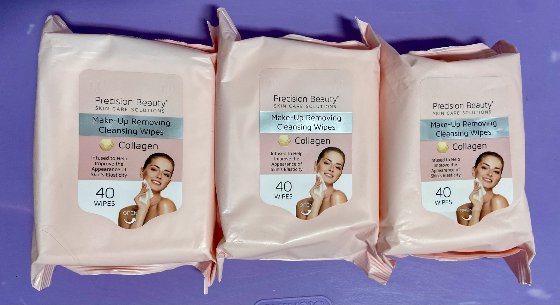 3 Collagen Face Wipe Packs New All For $3