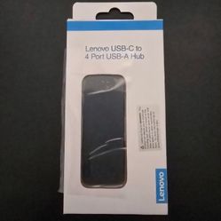 Lenovo USB-C To 4 Port USB-A Hub. Black. NEW IN BOX. Used For Mac, PC & Chromebook. Plug & Play.