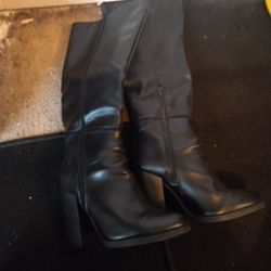 Goth Black Leather Boot Heels 