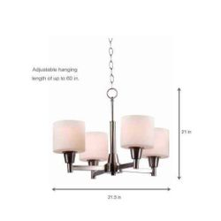 4-Light Brushed Nickel Reversible Chandelier with White Glass Shades