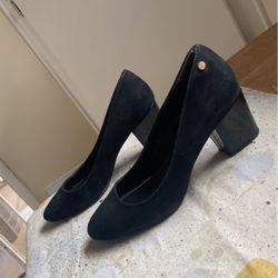 Calvin Klein Black Suede Block Heels - Size 9