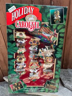 Holiday Carousel 21 Carols Mr Christmas Horses Musical Lights Vintage 1992 Read