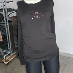 Womens Black Candy Cane Sweater  Small 