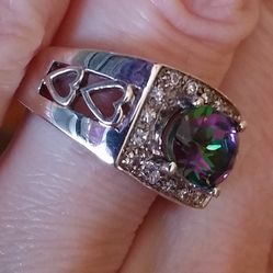 Exquisite New Genuine Mystic Topaz Alexandrite Colored Sterling Silver Ring! 💍💜💚