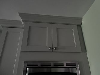 Shaker-Style Over-Fridge Wall Cabinet, Gray Painted, Buyer Removes