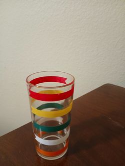 JUICE GLASS,  ANCHOR HOCKING FIESTA STRIPES