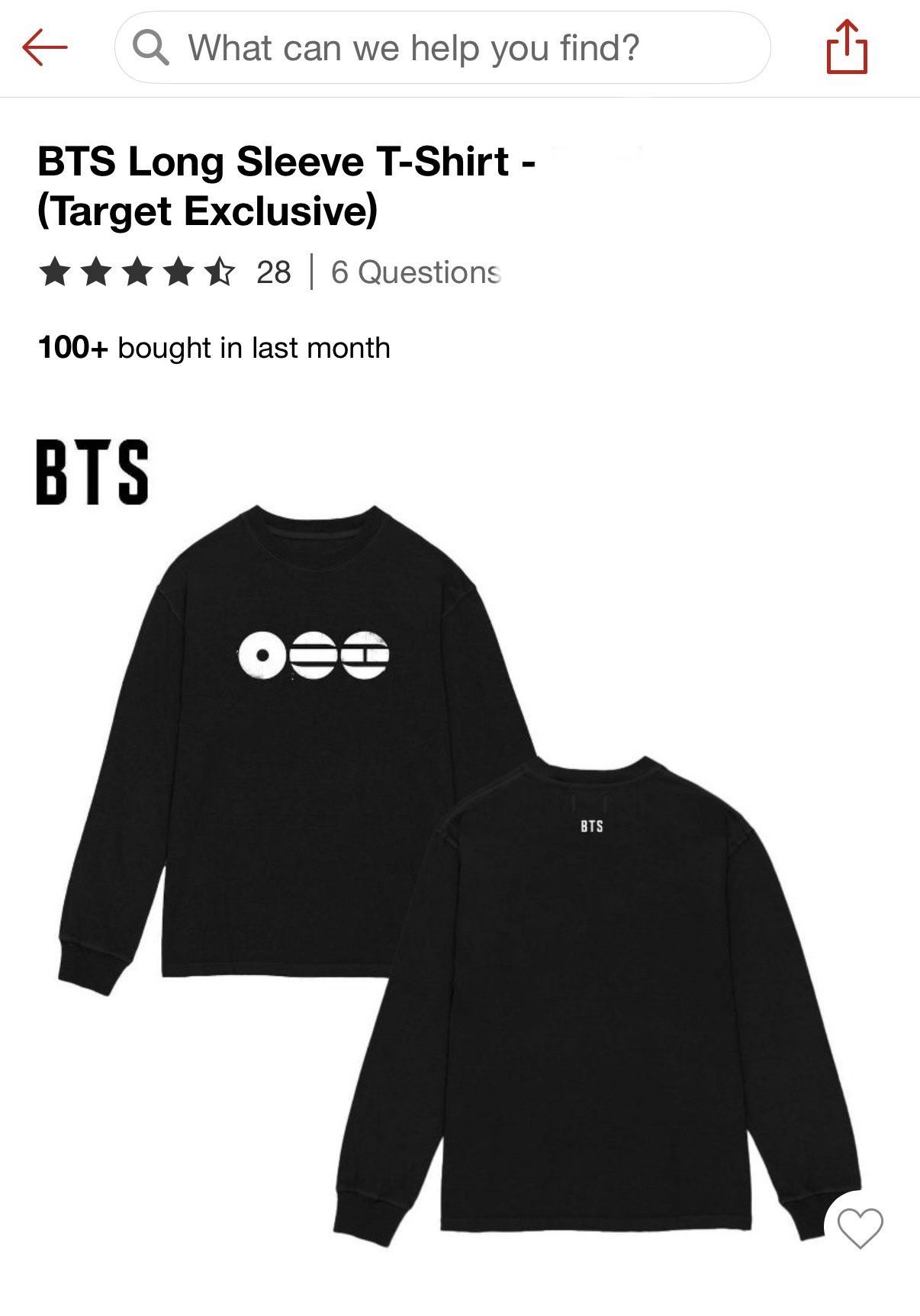 BTS Official Long Sleeve Shirt (Target Exclusive)