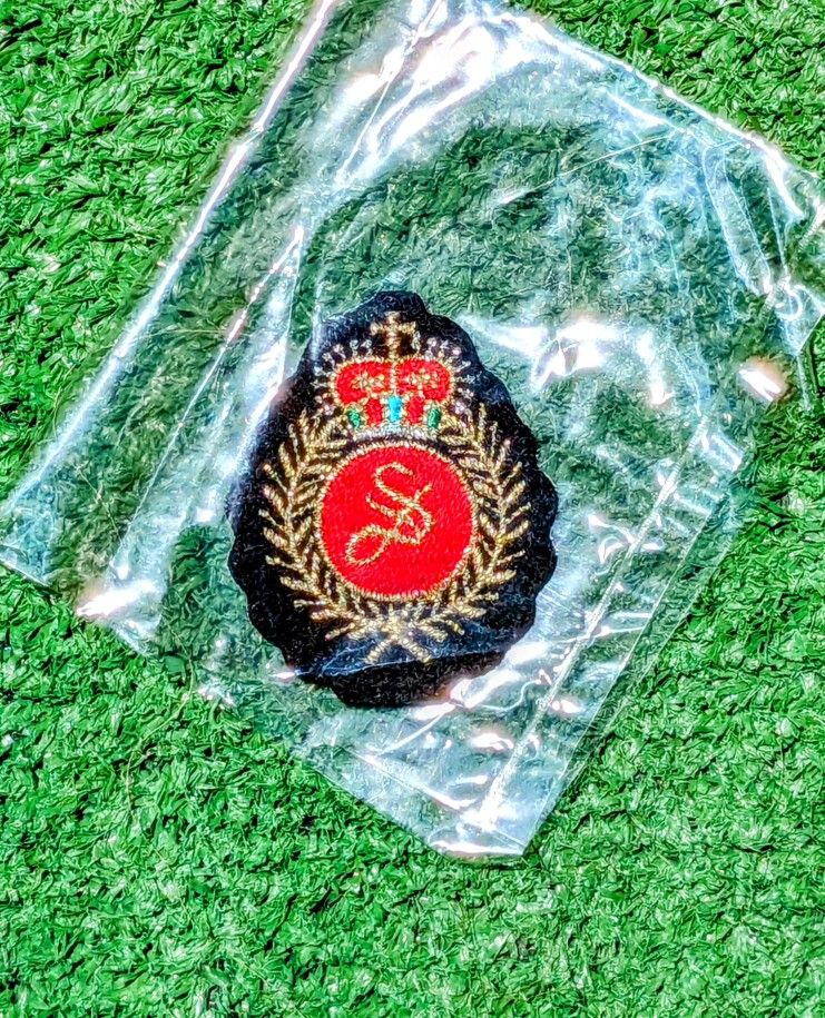Crown & Laurel "S" Letter Red/Black/Gold Embroidered Applique 2x1.5" Patch NOS