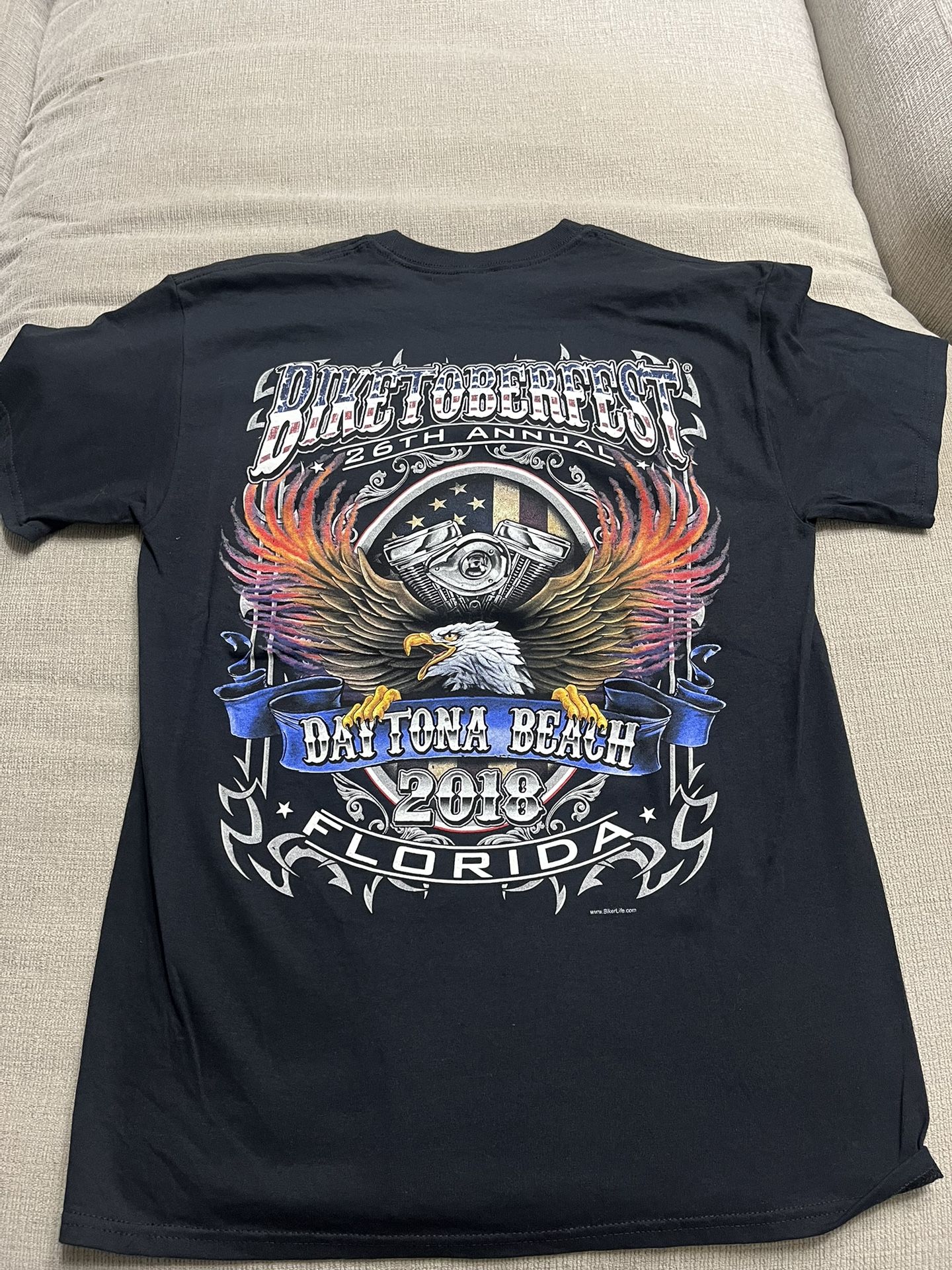 2018 Biketoberfest 26th Annual Biker Daytona Beach Graphic Black T-Shirt Sz M