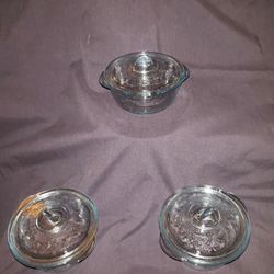 3 VINTAGE COVERED CANDY DISHES 
