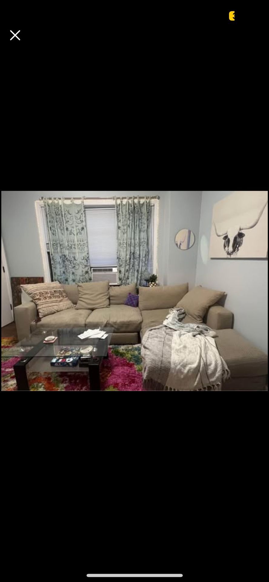 Tan L Sectional Couch