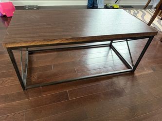 Wood Top Coffee Table with Metal Base