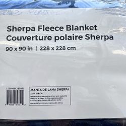 Ultra Soft Sherpa Fleece Blanket - Size 90x90” Cozy Warm Throw for Bed or Couch