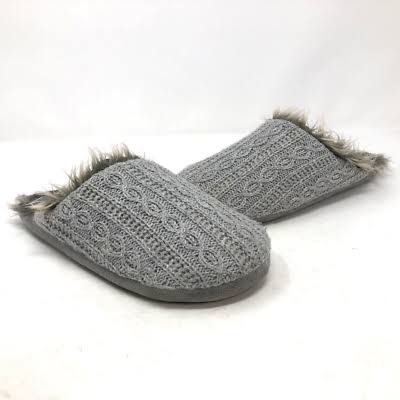 Nordstroms Cable Knit Fur Slippers Shoes