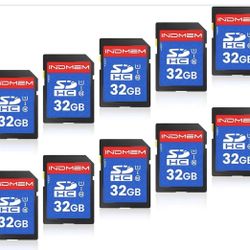 SD Card 32GB, 10-Pack UHS-I Class 10 MLC Flash Memory Card, High-Speed Secure Digital Cards For Cameras, DSLR, Action Cams - Reliable Storage