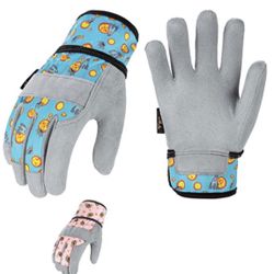 Gloves 2 Pairs (one Pink One Blue) For Work Play Or Garden Kids Size 7-8 Year Old 