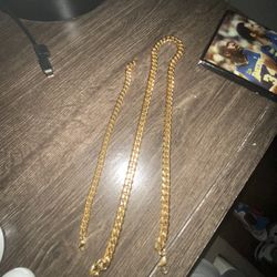 Gold Plated24 Inch Cuban Chain And Bracelet 6mm  Negotiable 