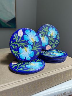 Set of 6 Ceramic Floral Coasters ( firm on price )