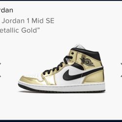 Air Jordan 1 Mid SE “Metallic Gold” Size 11.5