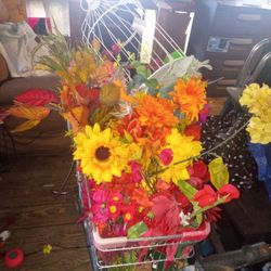 Craft Flowers And Little Birdcage Selling Lot Altogether For $10