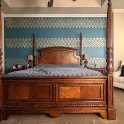 Ashley king size mahogany bed with Nightstnd for Sale