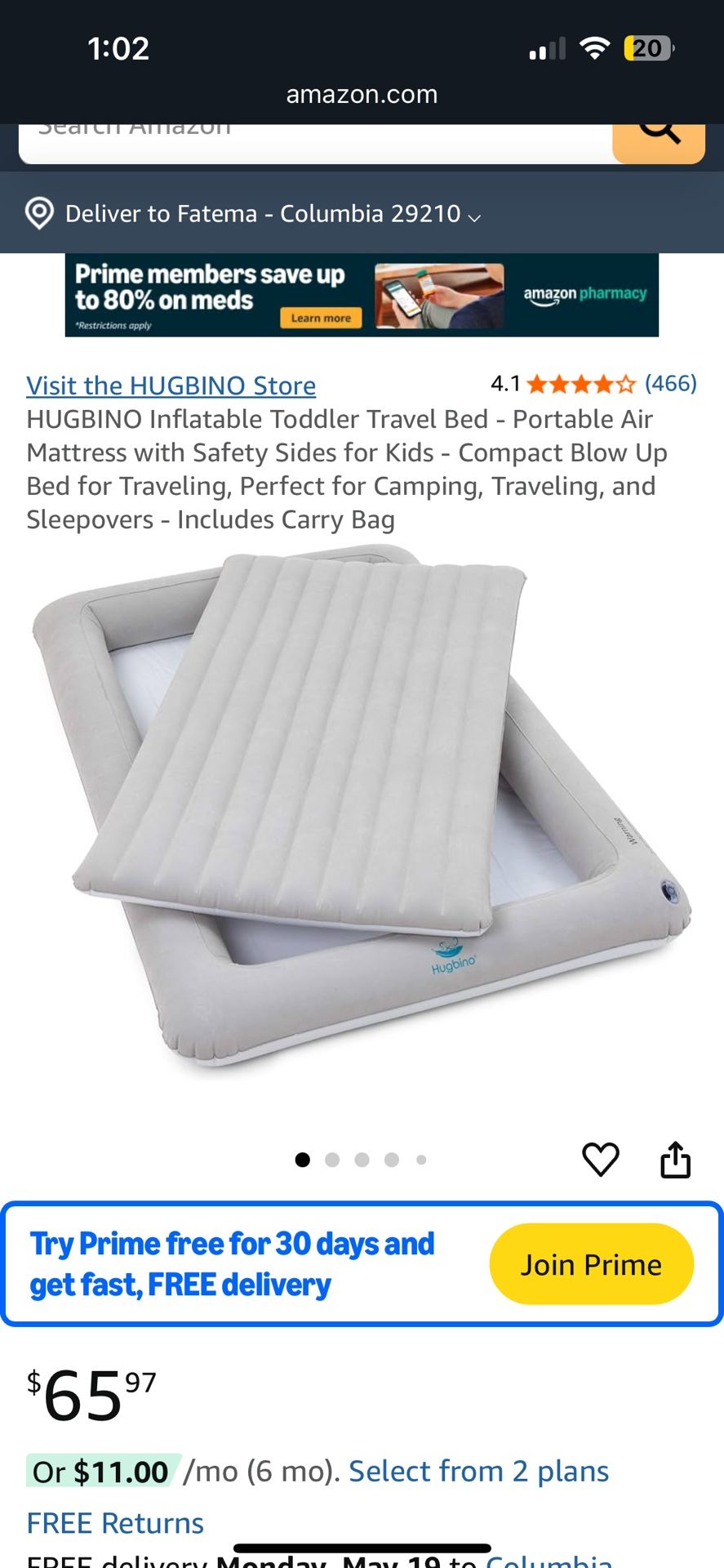 Inflatable Toddler Travel bed 