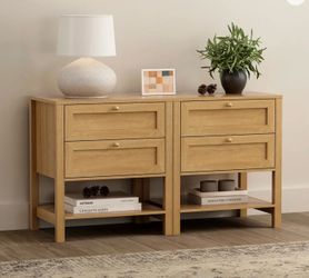 Set of 2 end tables with two drawers and one bottom shelf new