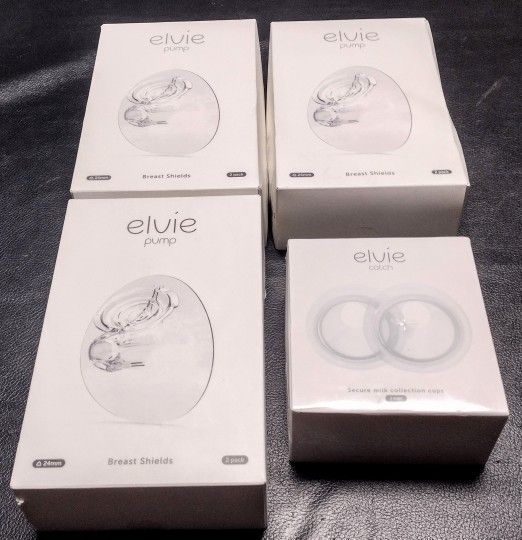 New 1 Pair Catch & 3- Elvie Stride 24mm Breast Pump Shields Bundle 